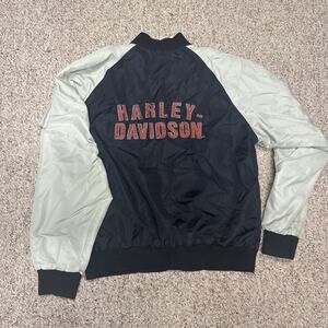 Harley Davidson Men’s Nylon Bomber Jacket L Full Zip Jacket
